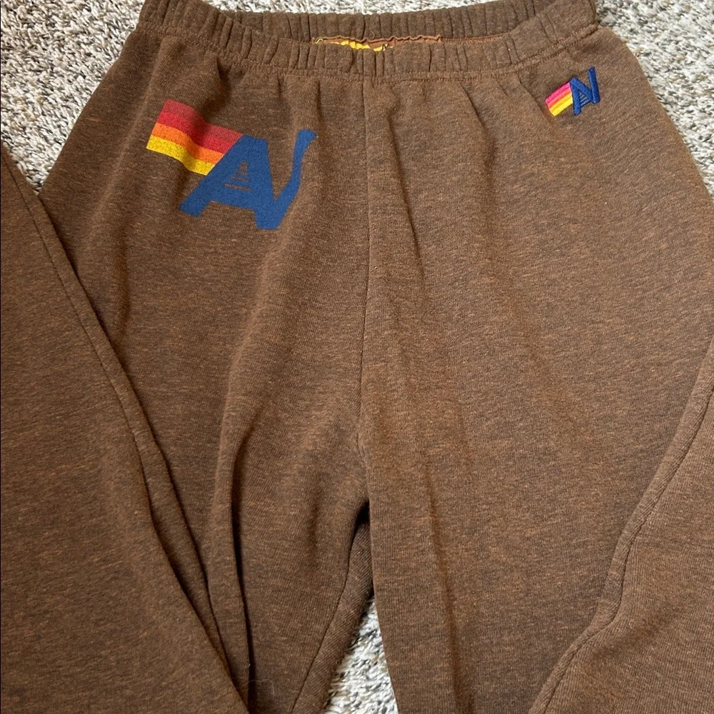 Aviator Nation Logo Brown Sweat pants size M NWOT - Picture 3 of 5